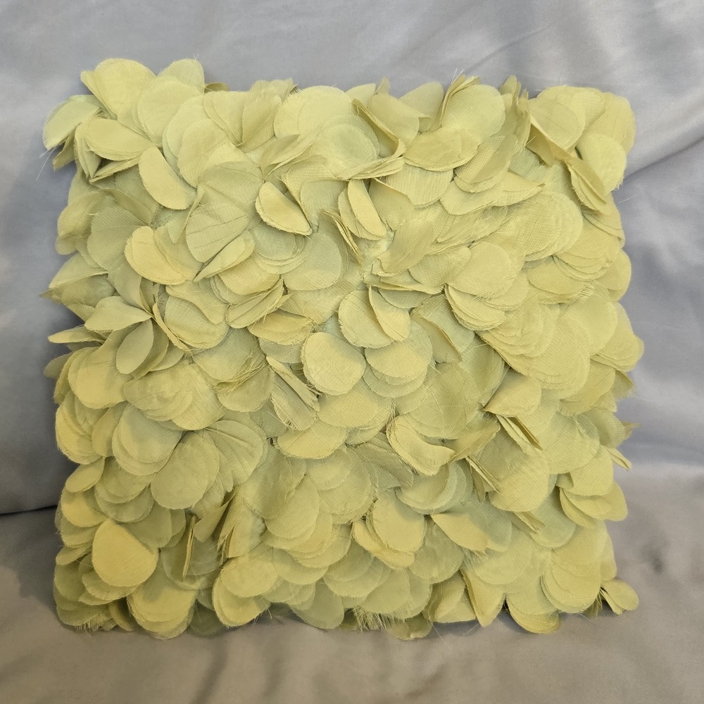 Pier 1 Green Floral Petal Throw Pillow 13" Square Textured Decorative Accent